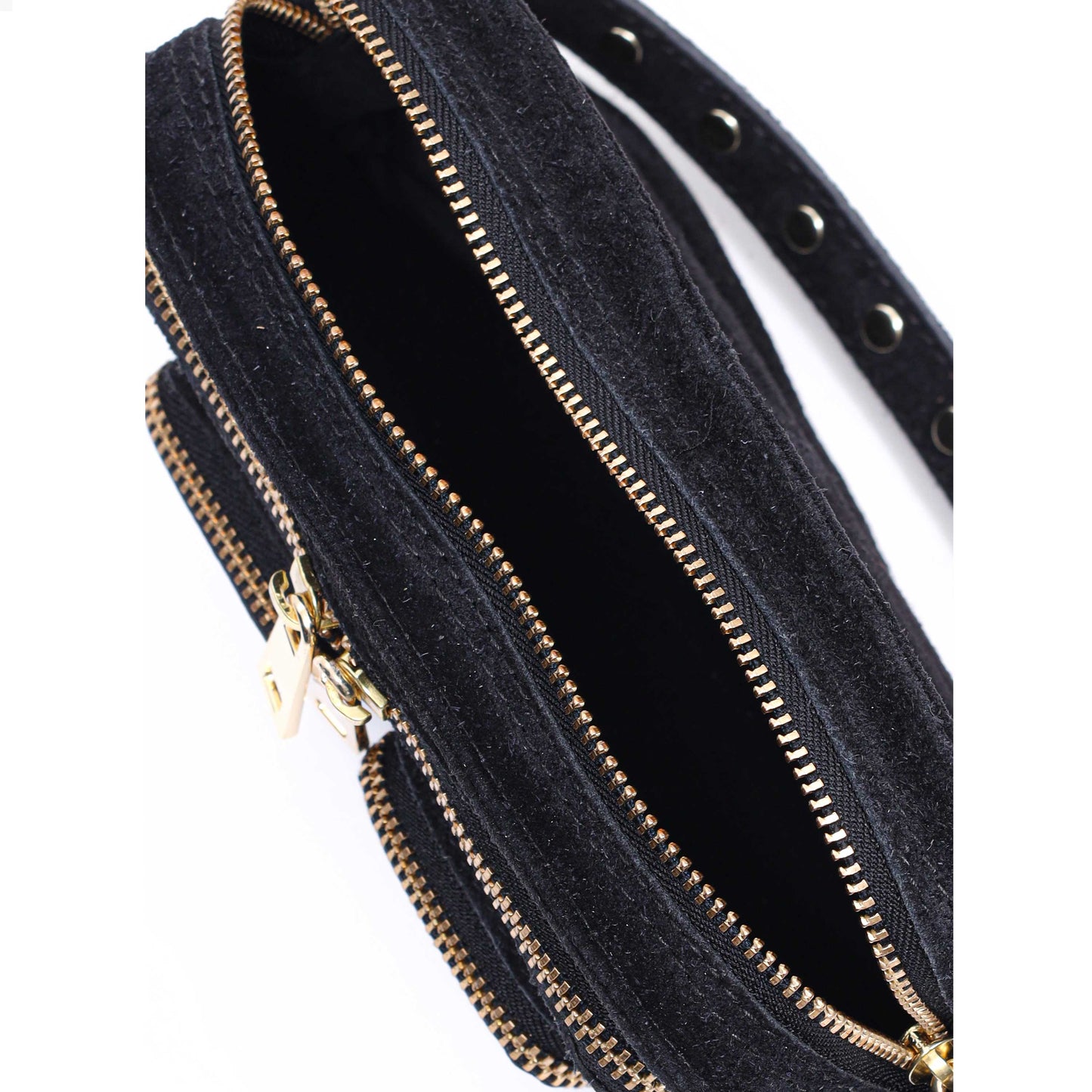 Núnoo Helena Suede Black w. Gold Small bag Black