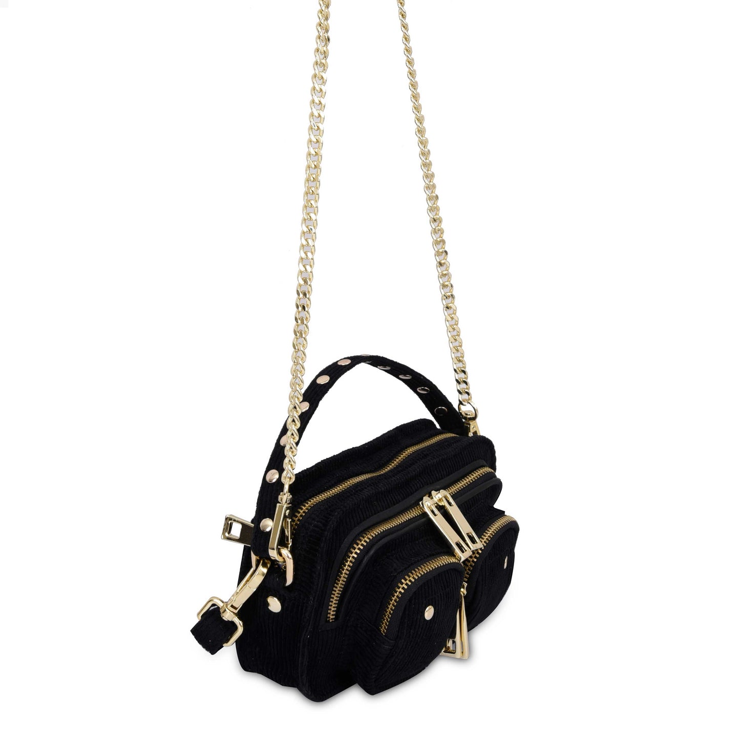 Núnoo Helena corduroy black w. gold Small bag Black