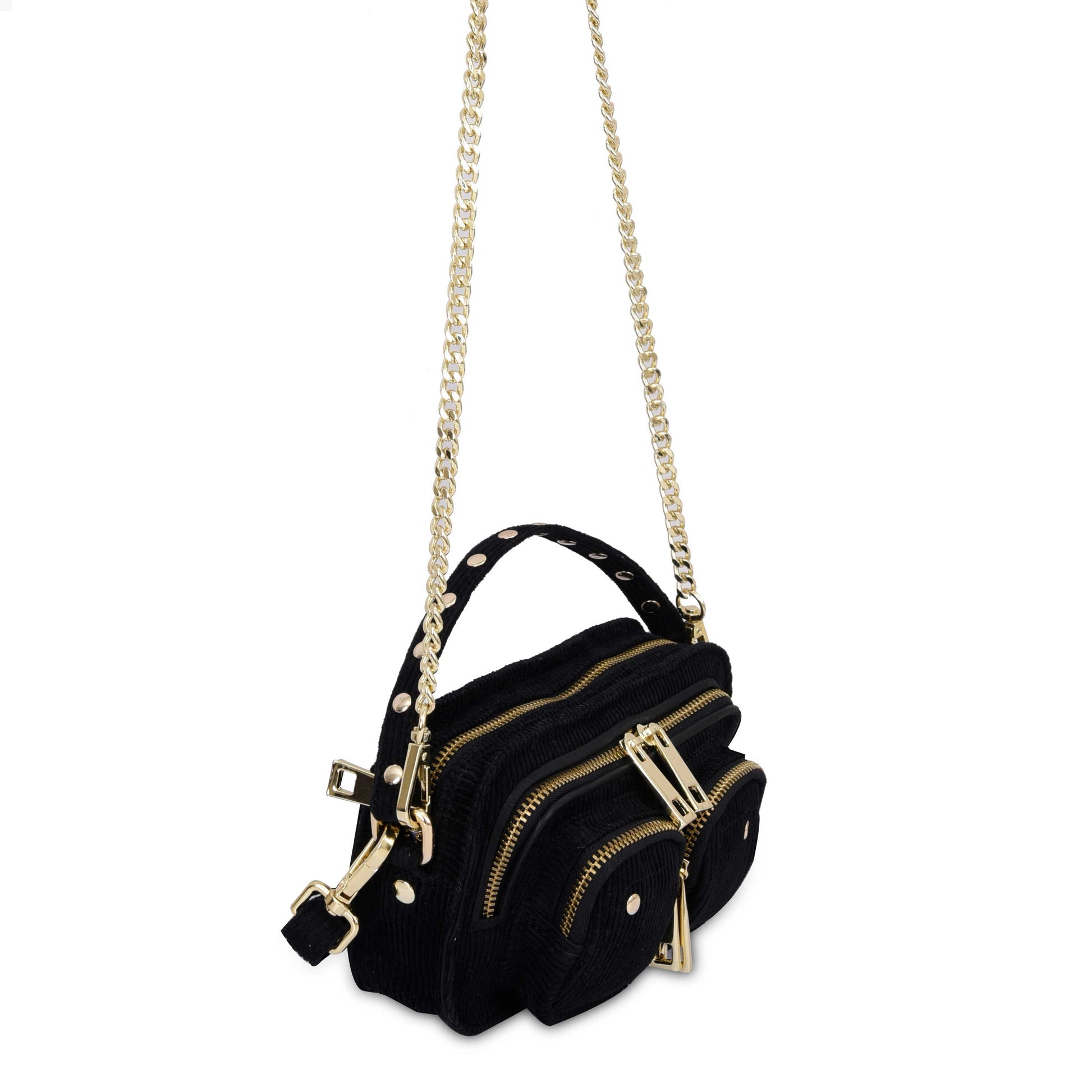 Núnoo Helena corduroy black w. gold Small bag Black
