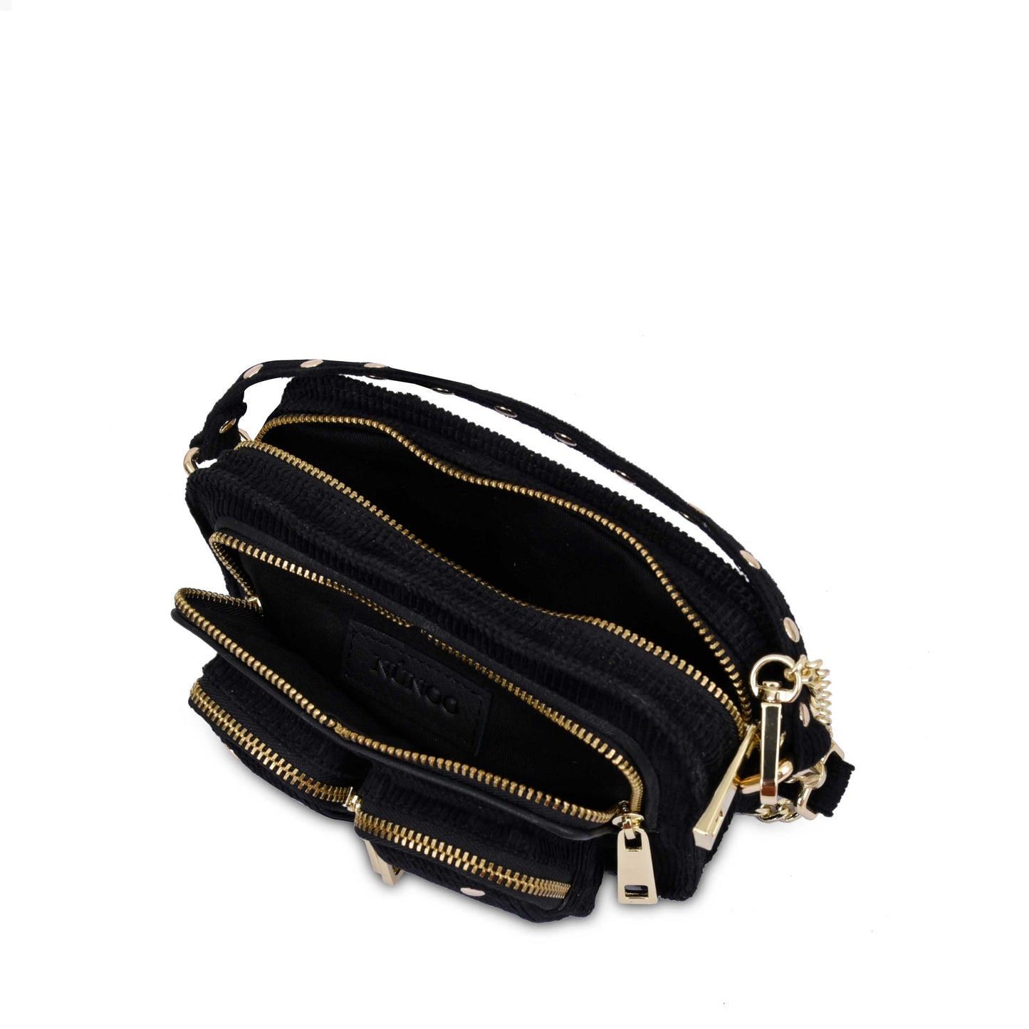 Núnoo Helena corduroy black w. gold Small bag Black