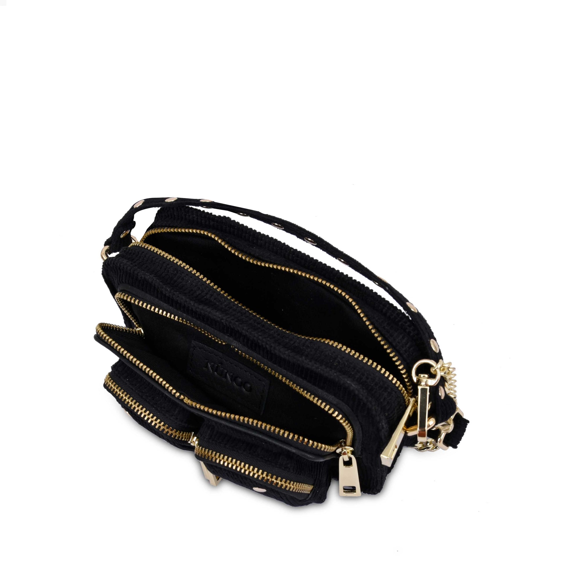 Núnoo Helena corduroy black w. gold Small bag Black
