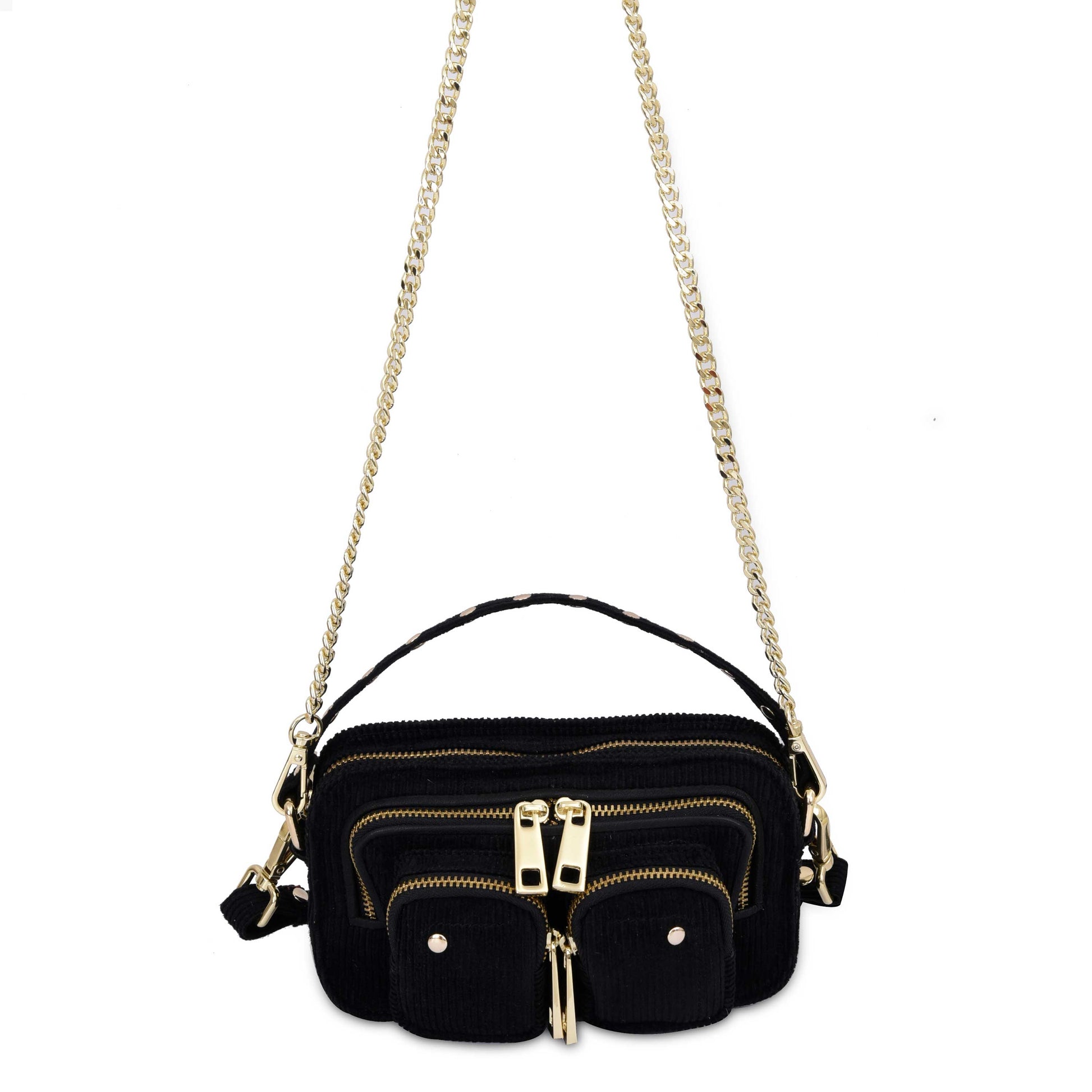 Núnoo Helena corduroy black w. gold Small bag Black