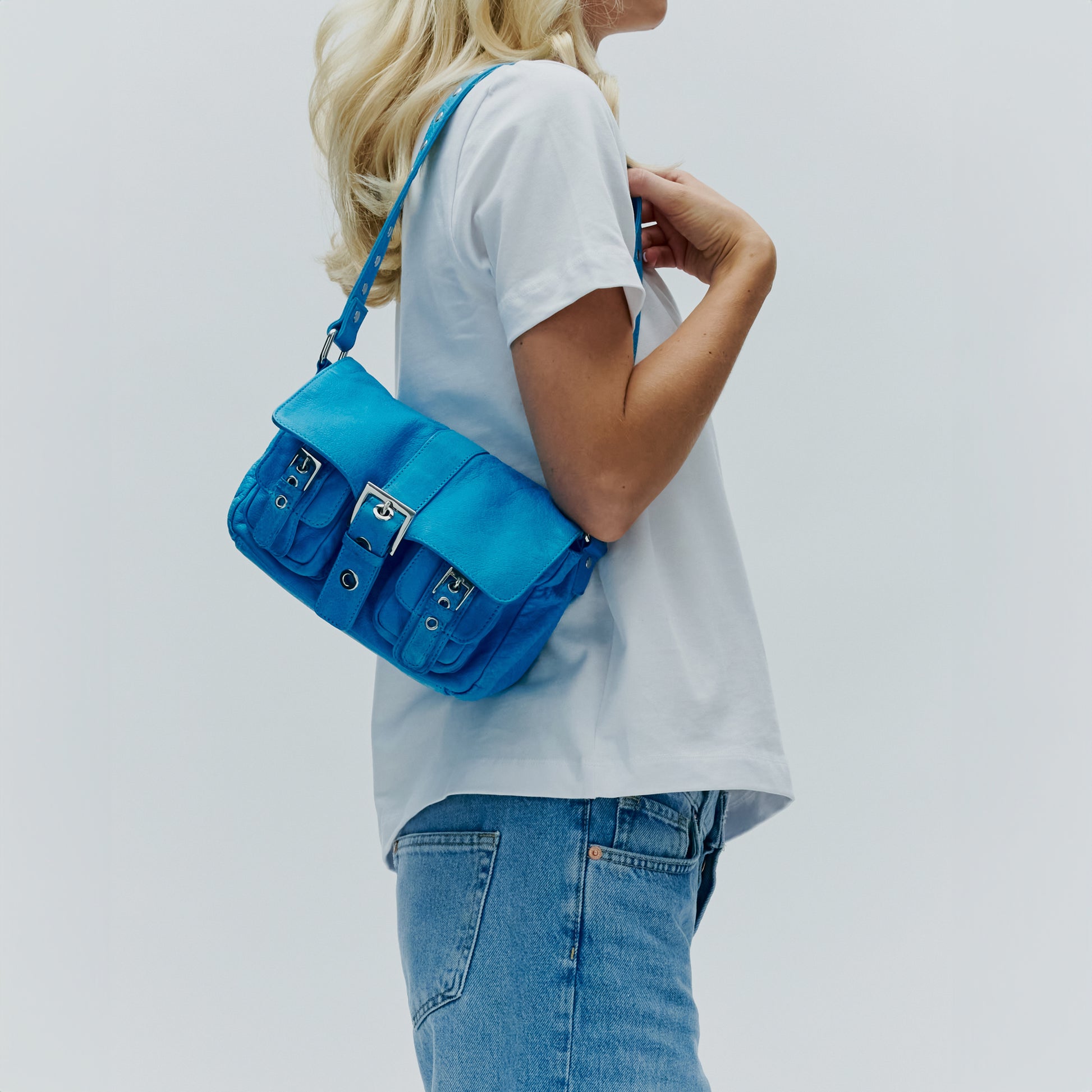 Núnoo Honey Buckle Washed Blue Shoulder bags Blue