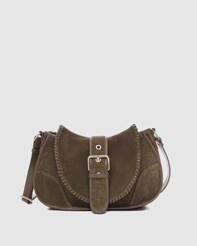 Maria Stitch Suede Dark Olive w. Gold