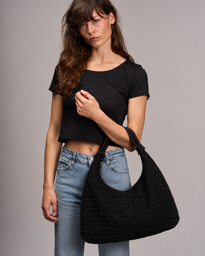 Núnoo Maxi Dandy Braided Suede Black Maxi Black [AI]
