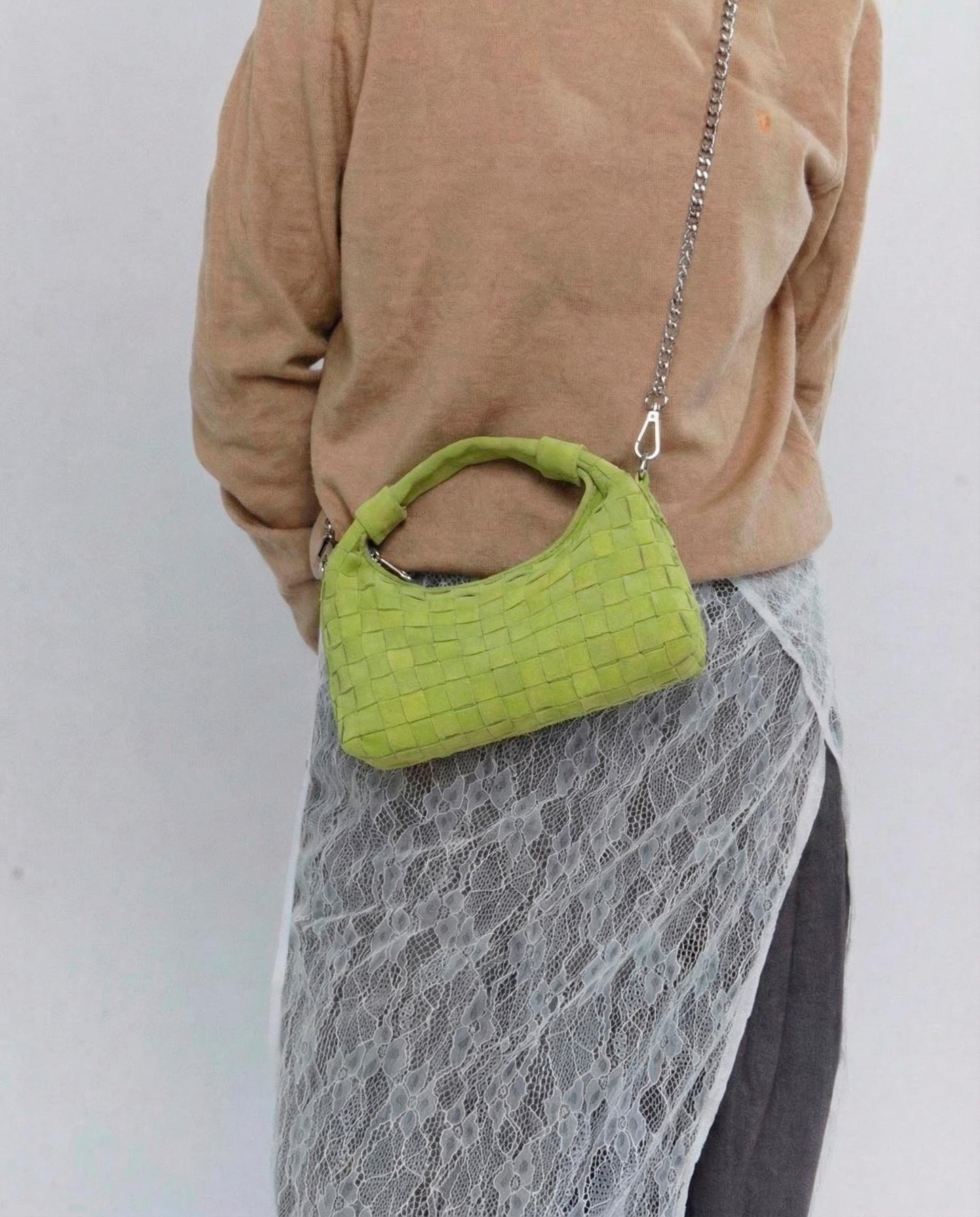 Núnoo Mini Dandy Braided Suede Lime Small bag Lime