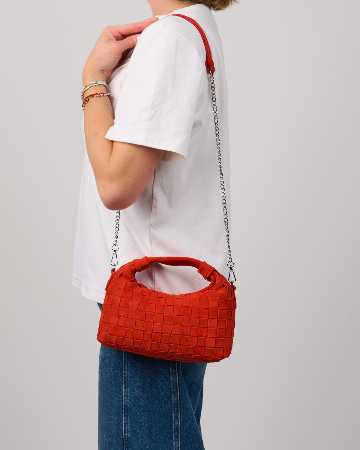 Núnoo Mini Dandy Braided Suede Red Small bag Red