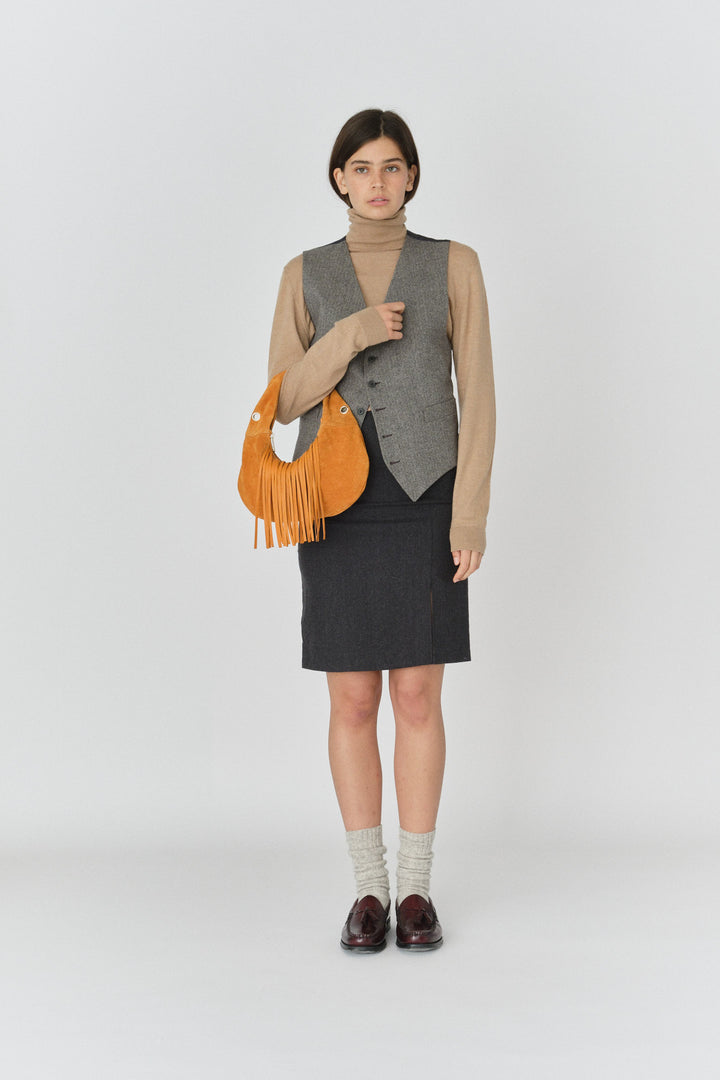 Núnoo Mini Gabi Suede Fringe Orange w. Gold Small bag Orange