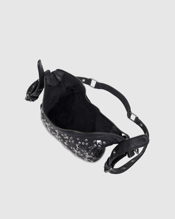 Núnoo Palma Rock Black w. Antique Silver Small bag