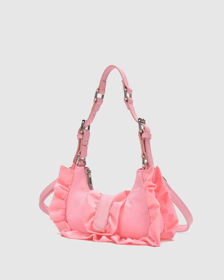 Núnoo Palma Ruffle Recycled Nylon Light Pink Small bag
