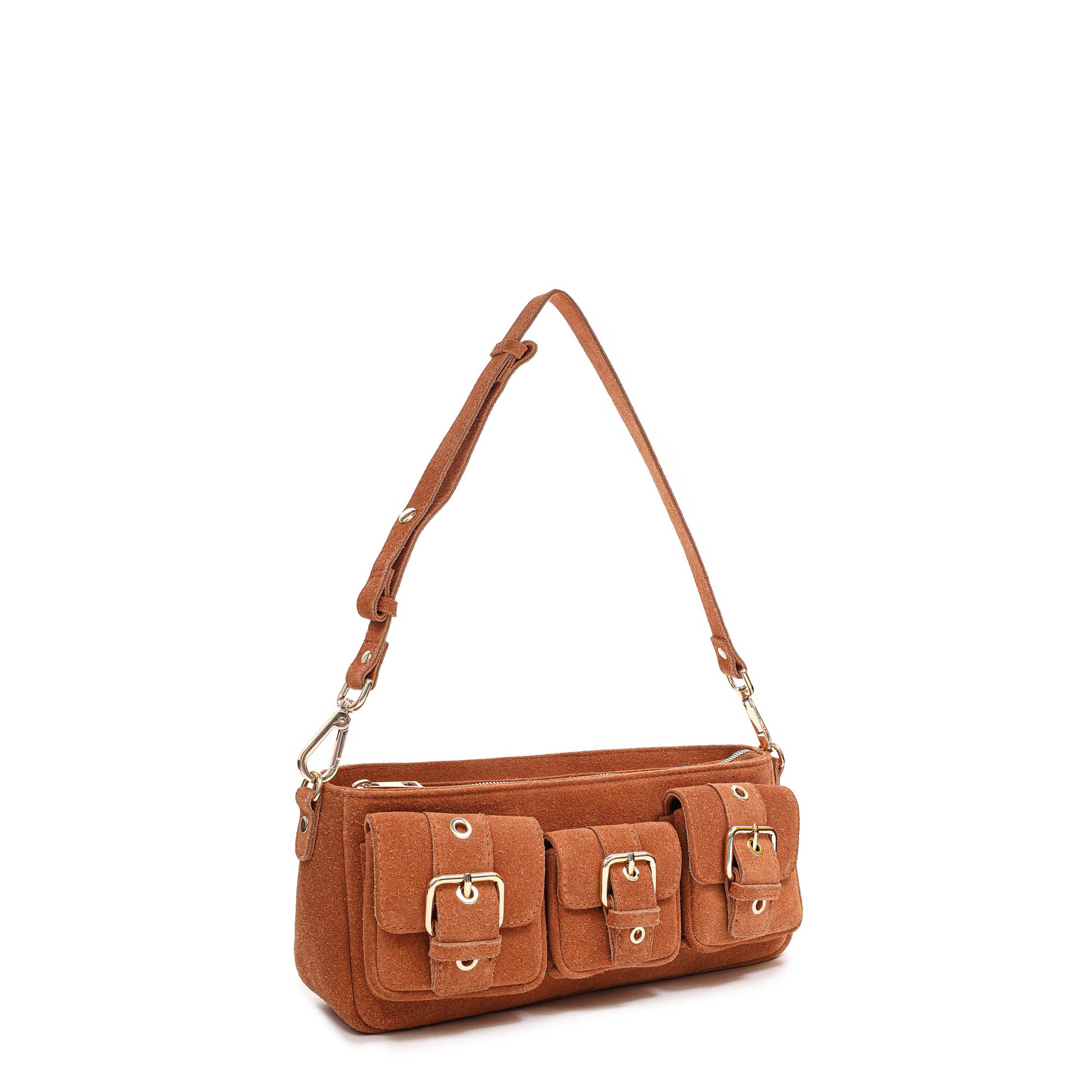 Núnoo Penny Suede Toffee w. Gold Shoulder bags Toffee