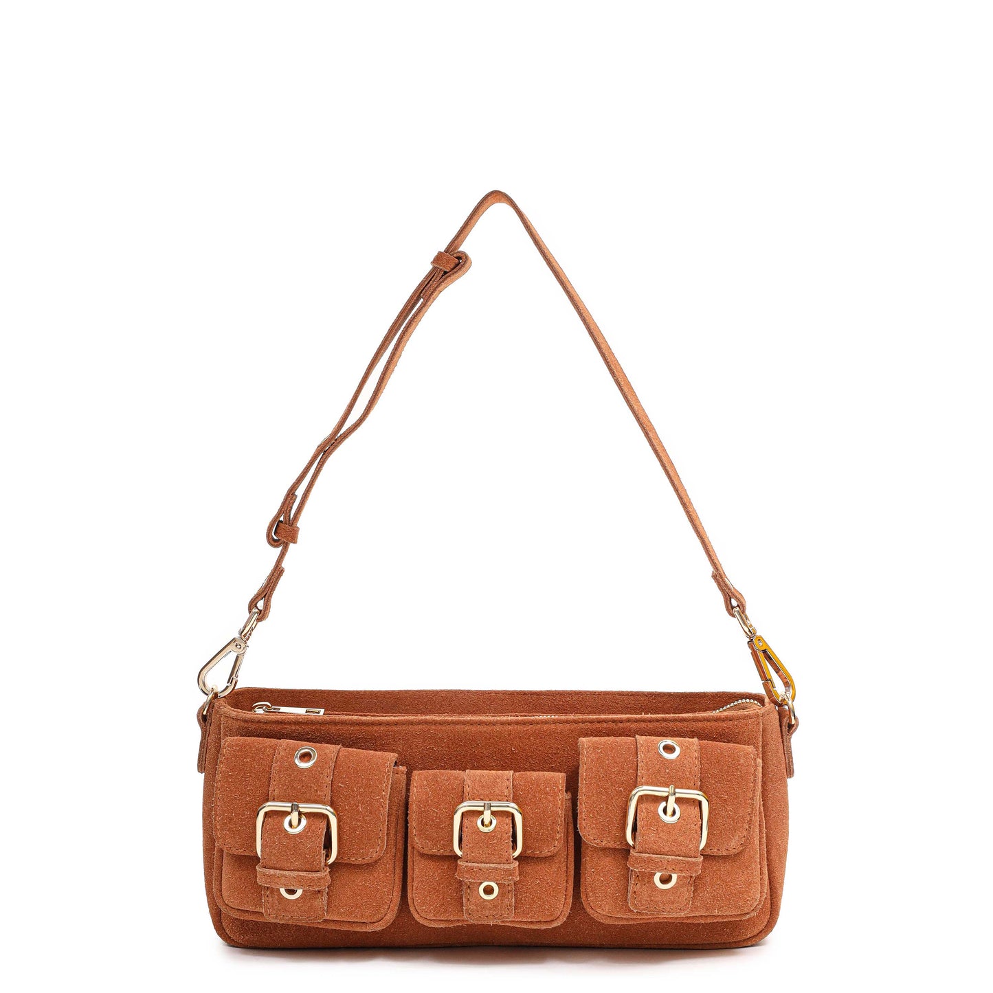 Núnoo Penny Suede Toffee w. Gold Shoulder bags Toffee