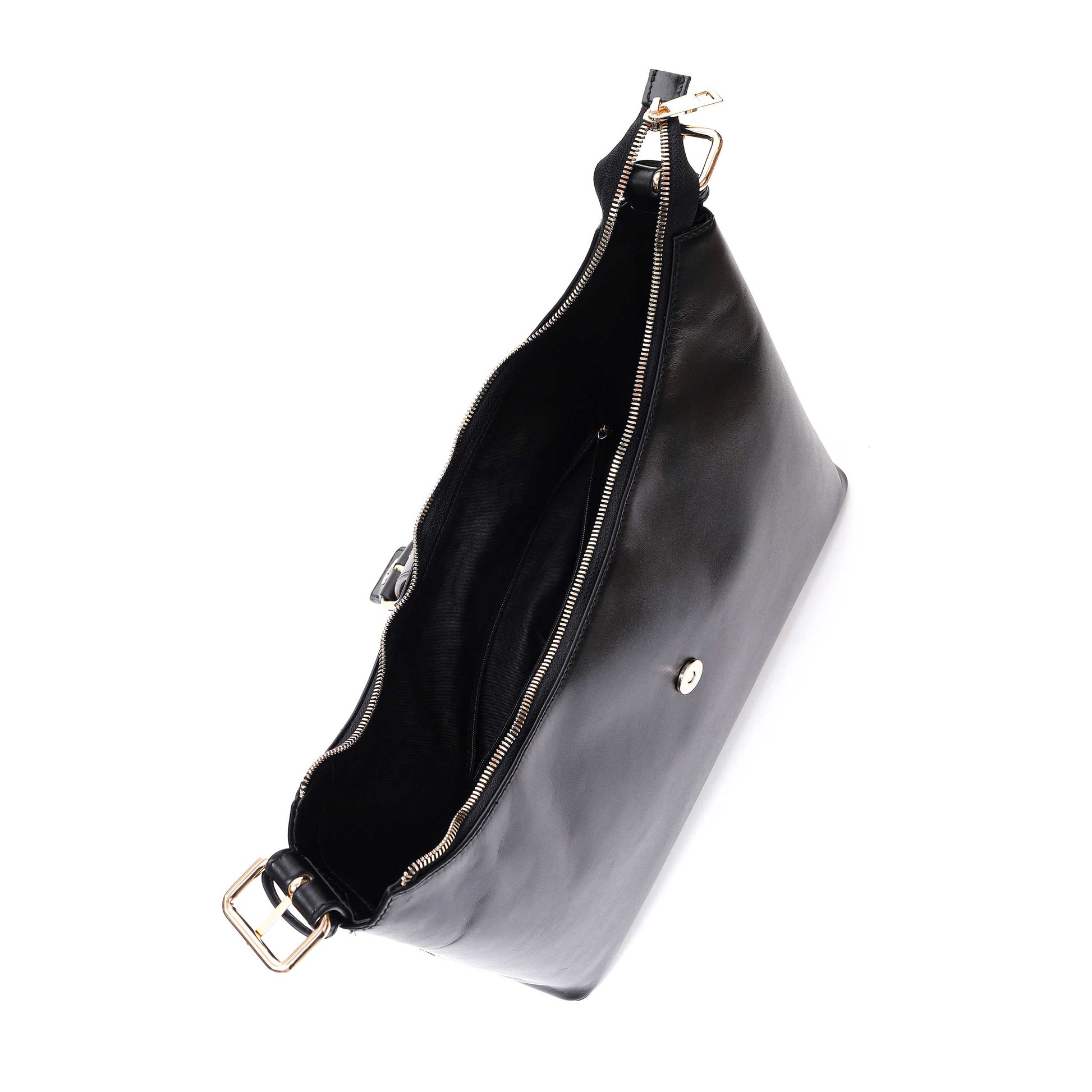 Núnoo Rio Buckle Italian Leather Black w. Gold Shoulder bags Black