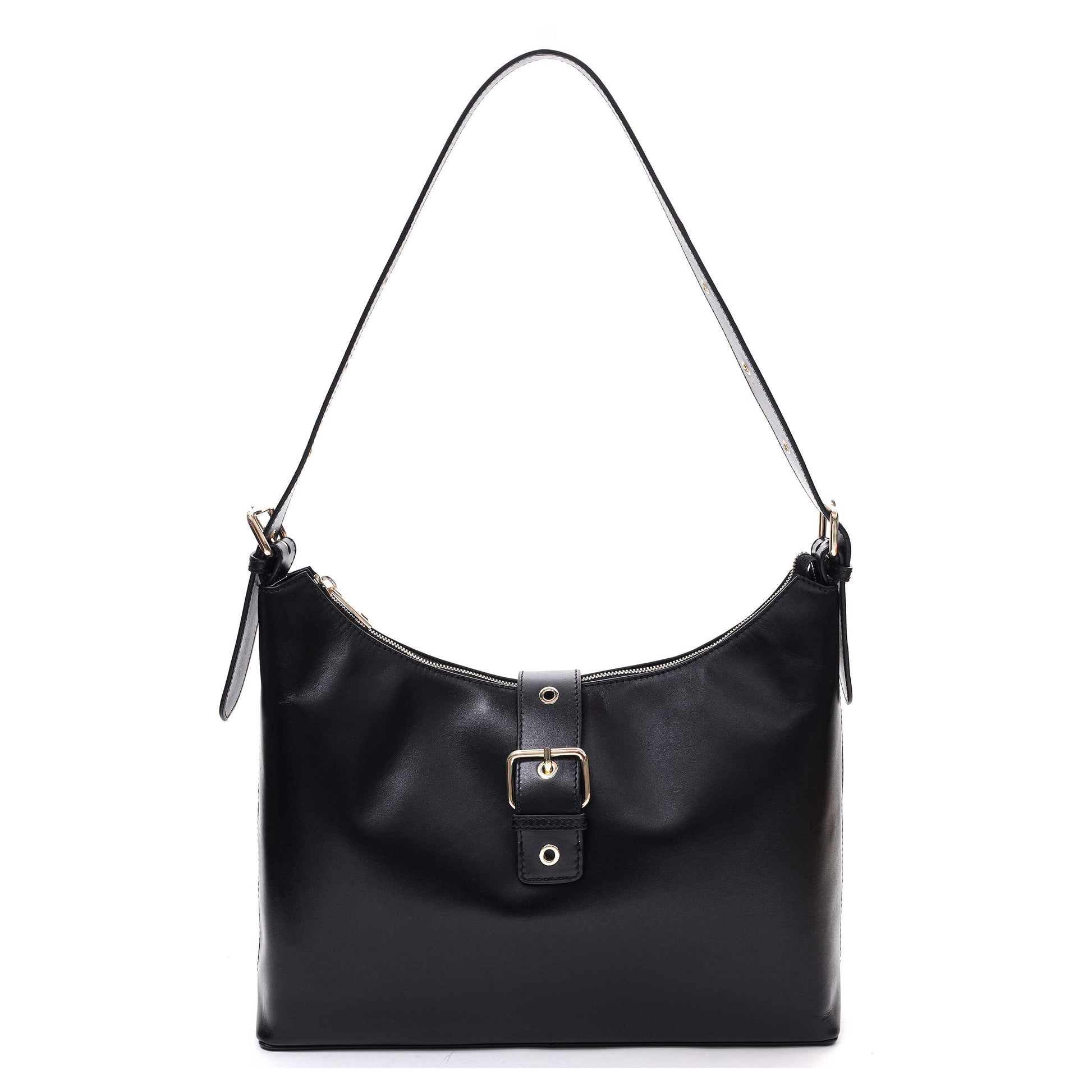 Núnoo Rio Buckle Italian Leather Black w. Gold Shoulder bags Black