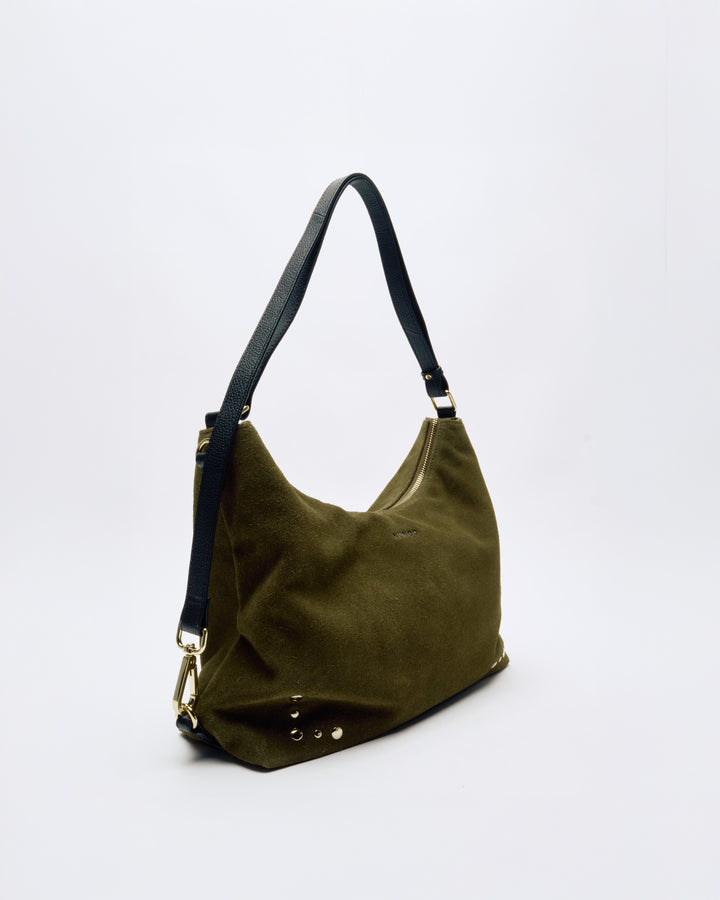 Núnoo Rio Suede Dark Olive w. Gold Large Dark Olive