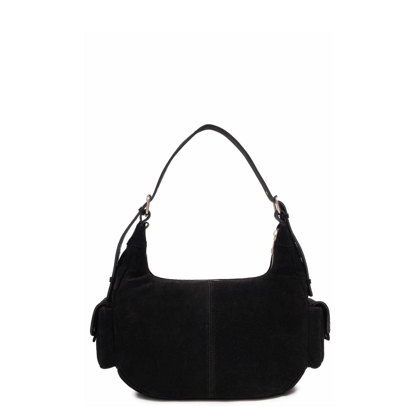 Núnoo Sally Buckle Suede Black w. Gold Shoulder bags Black