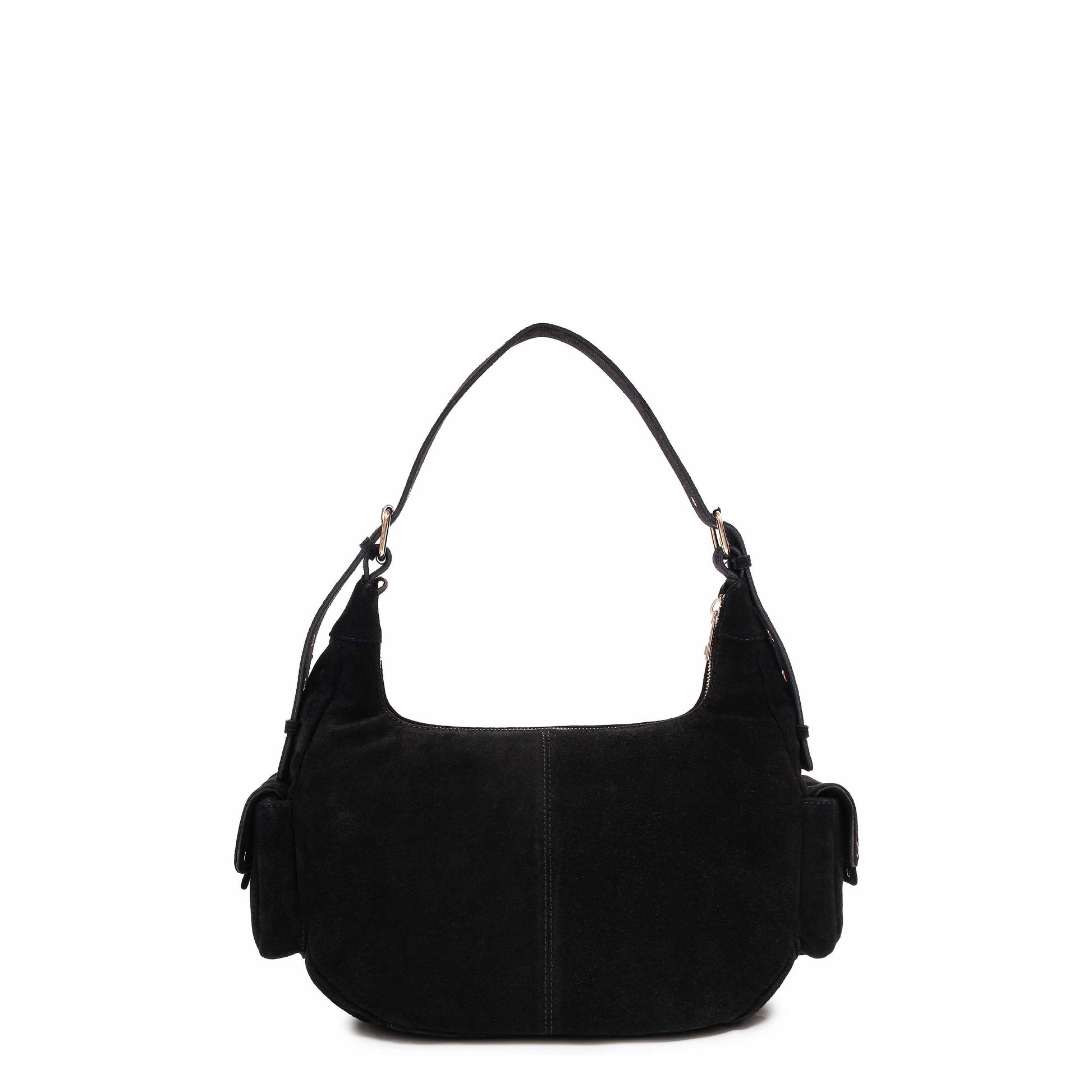 Núnoo Sally Buckle Suede Black w. Gold Shoulder bags Black