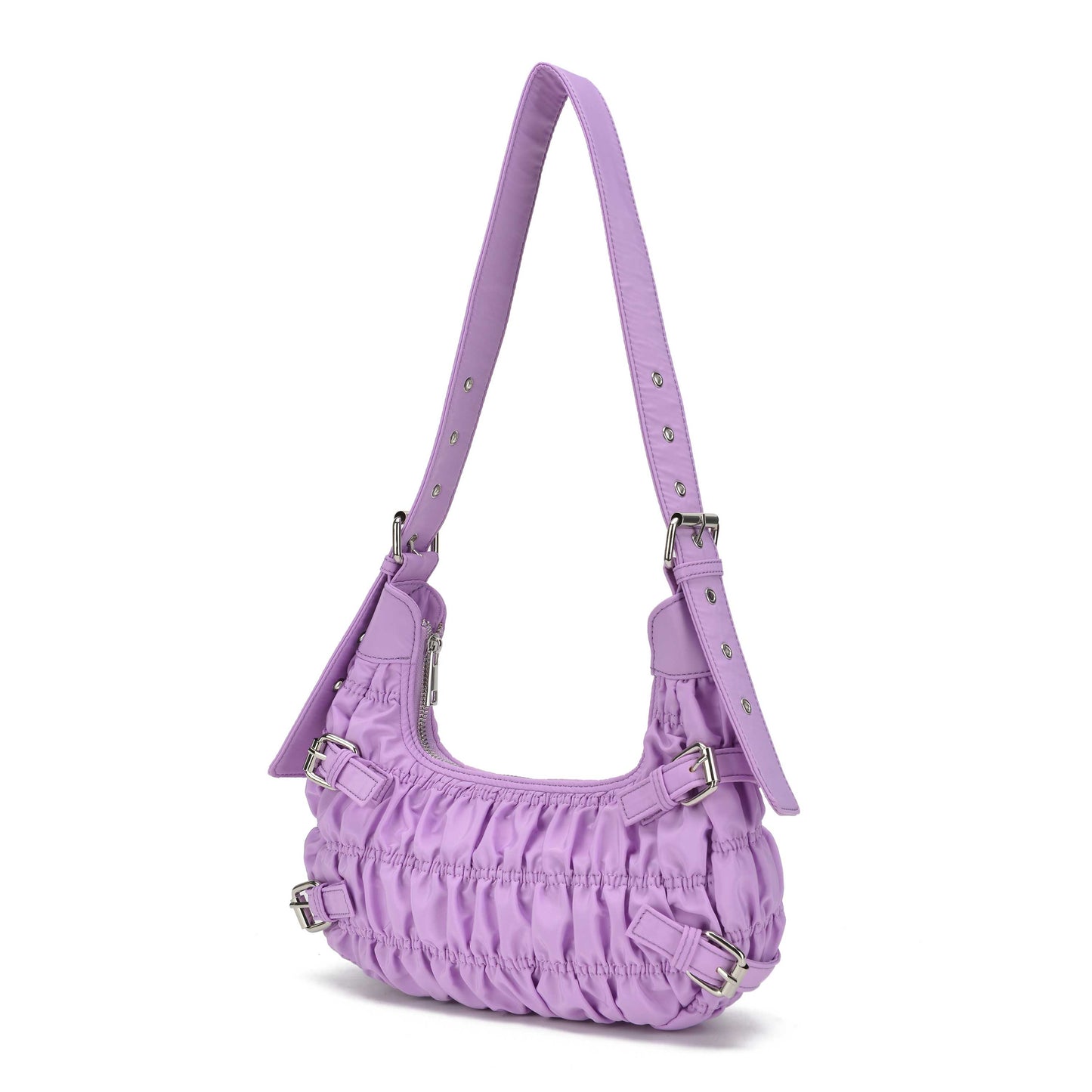 Núnoo Sally Small Wrinkle Recycled Nylon Green Shoulder bags Purple