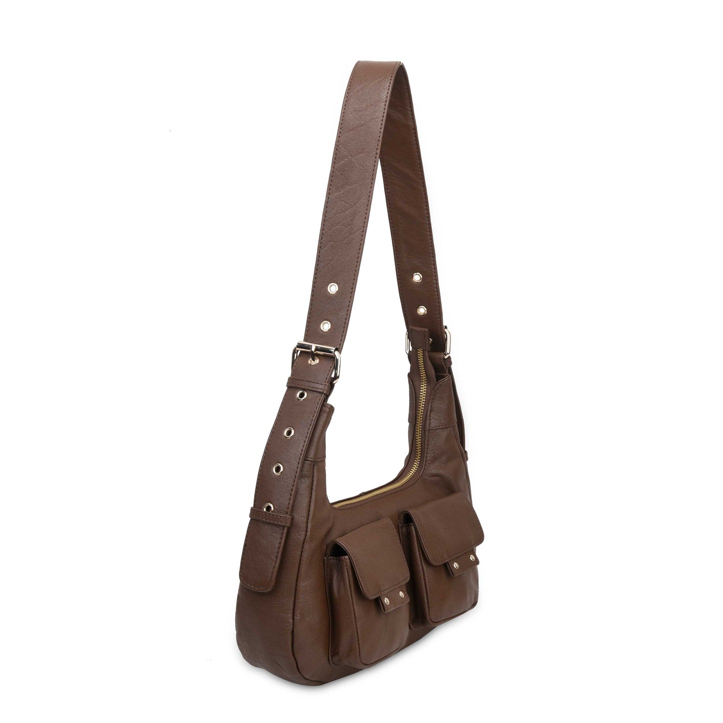 Núnoo Sally Small Air 1 Dark Brown w. Gold Shoulder bags Dark brown