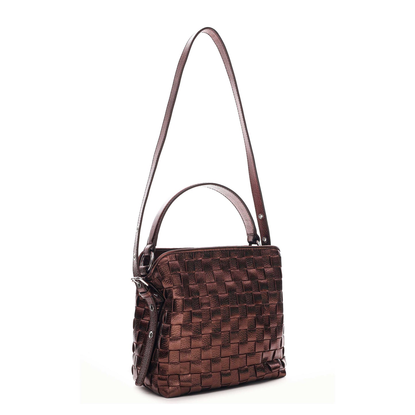 Núnoo Small Chiara Braided Metallic Brown Shoulder bags Brown