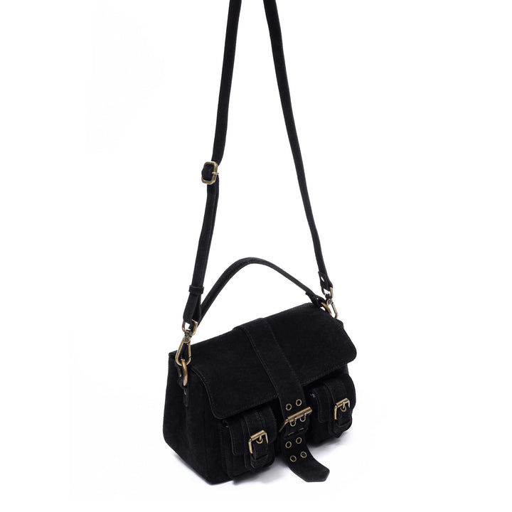 Núnoo Small Honey Buckle Suede Black w. Antique silver Small bag