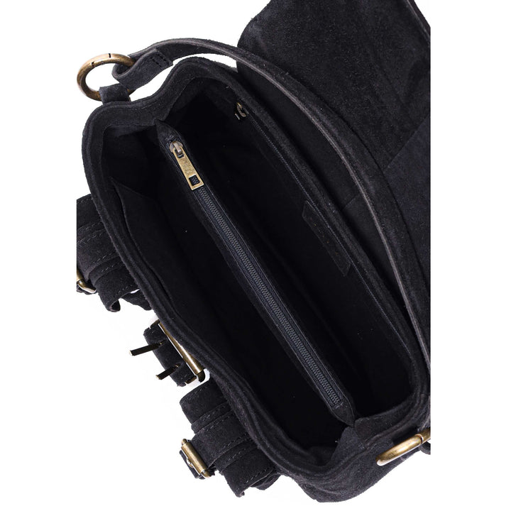 Núnoo Small Honey Buckle Suede Black w. Antique silver Small bag