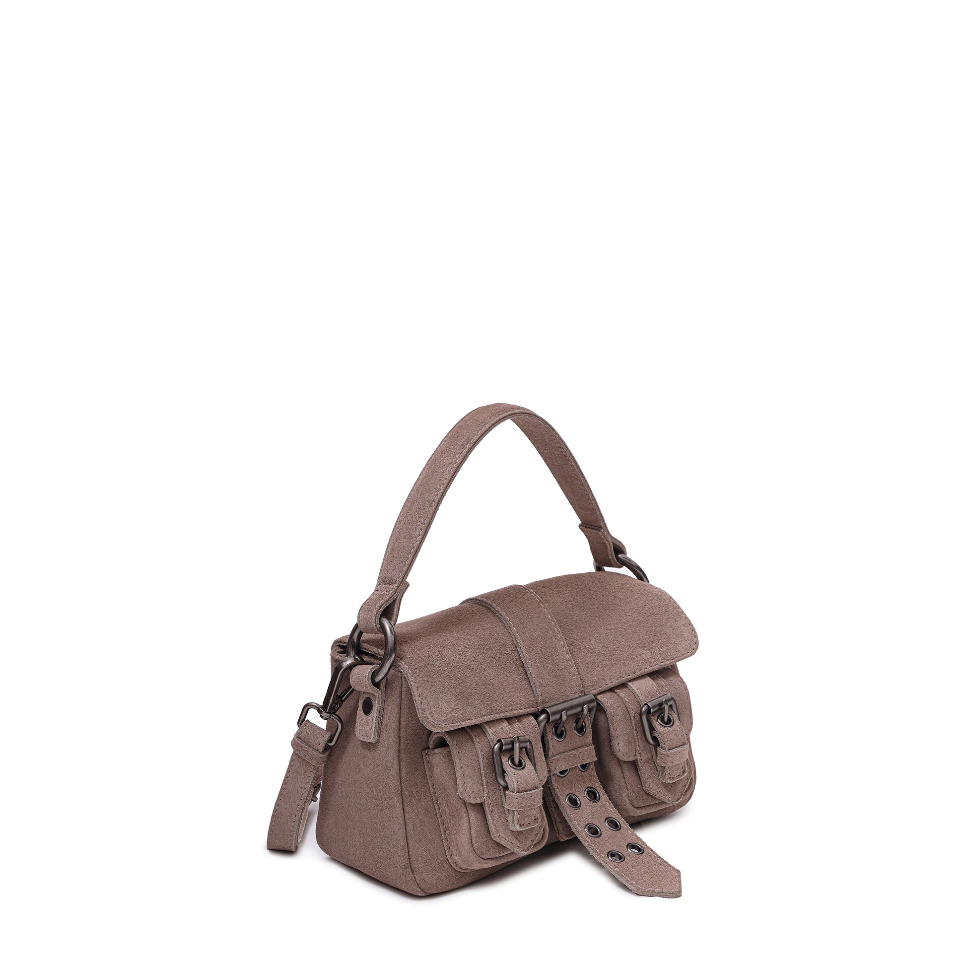 Núnoo Small Honey Buckle Suede Sand w. Antique Silver Small bag Sand