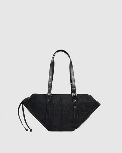Small Nora Scale Suede Black