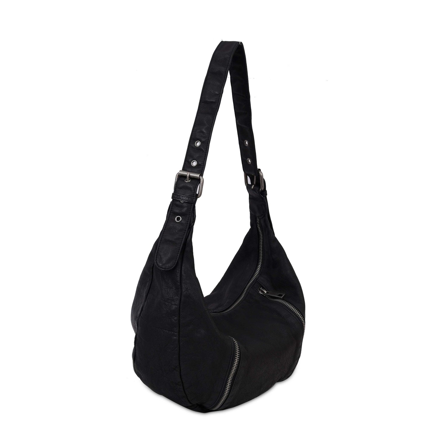 Núnoo Small Stella Zipper Washed Black Shoulder bags Black