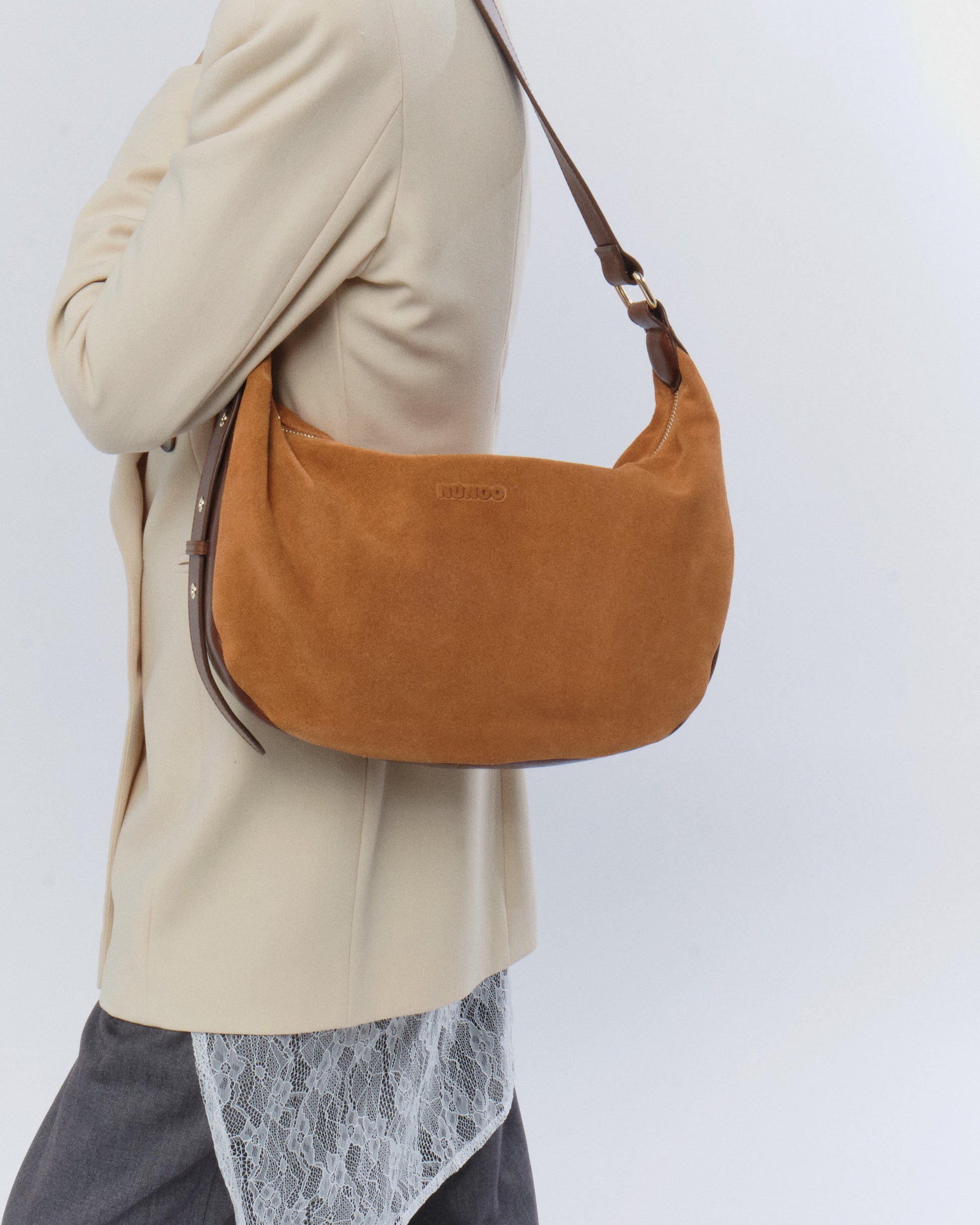 Núnoo Stella Small Suede Toffee w. Gold Large Toffee
