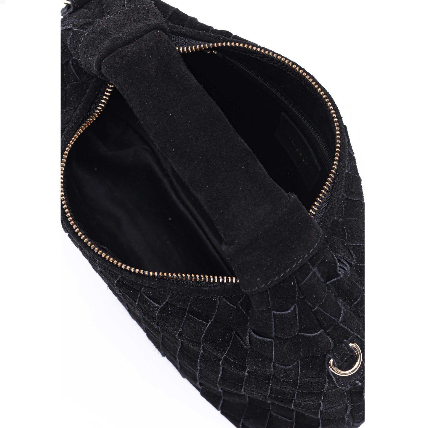 Núnoo Dandy braided suede black w. Gold Small bag Black